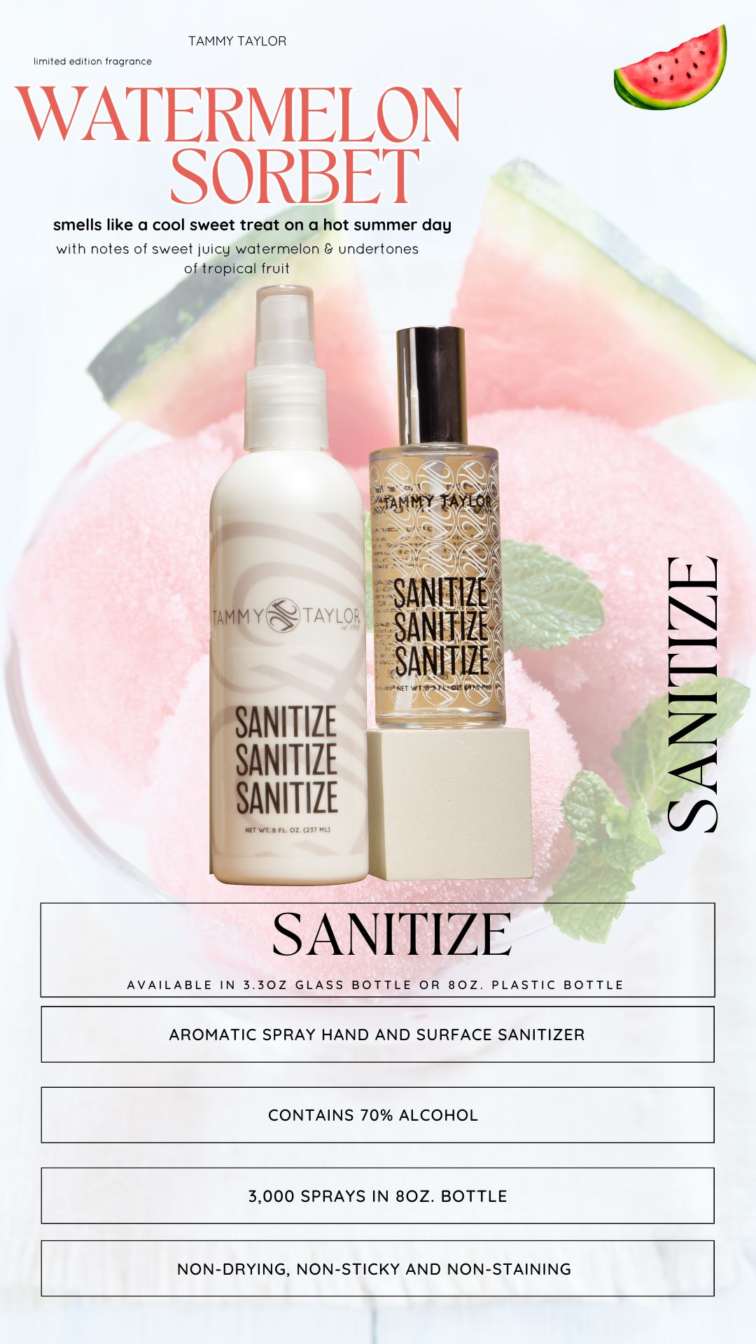 Watermelon Sorbet Glass Spray Sanitize