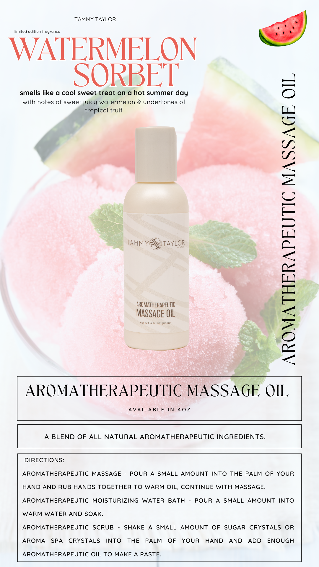 Watermelon Sorbet Aromatherapeutic Massage Oil