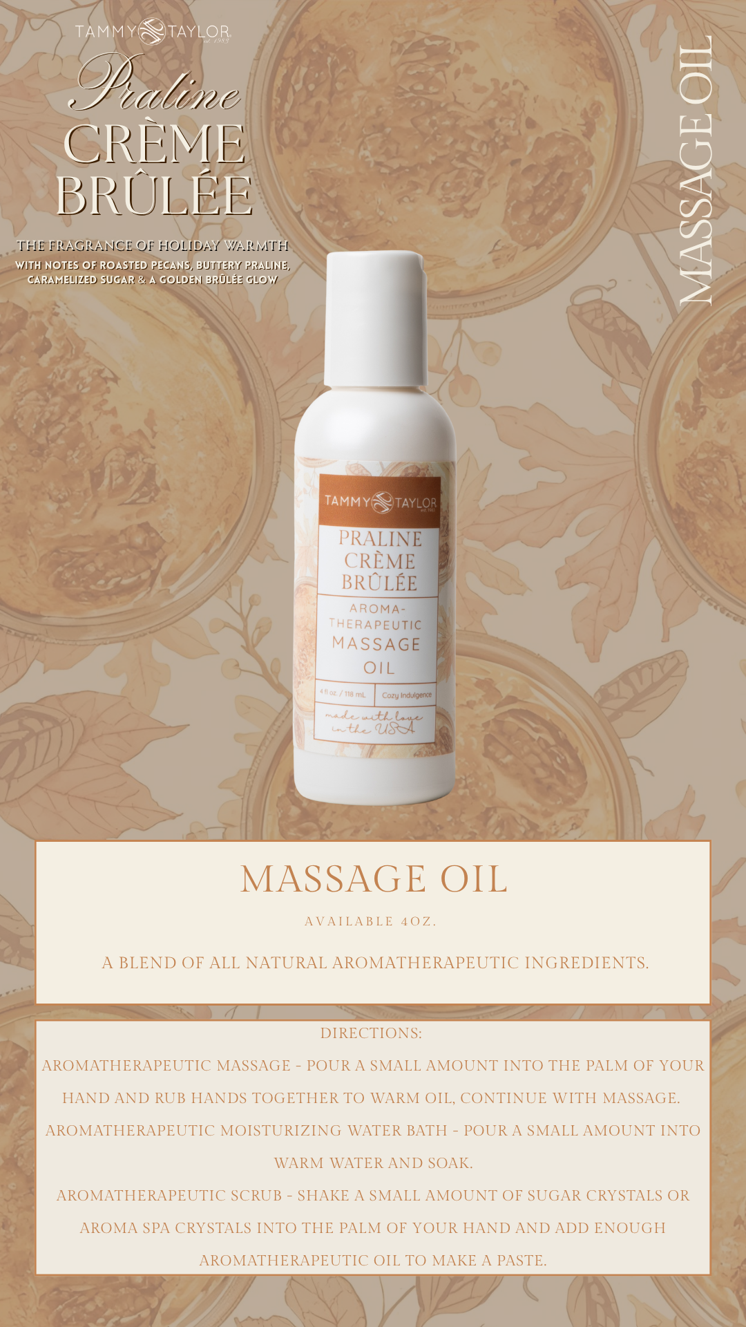 Praline Crème Brûlée Aromatherapeutic Massage Oil