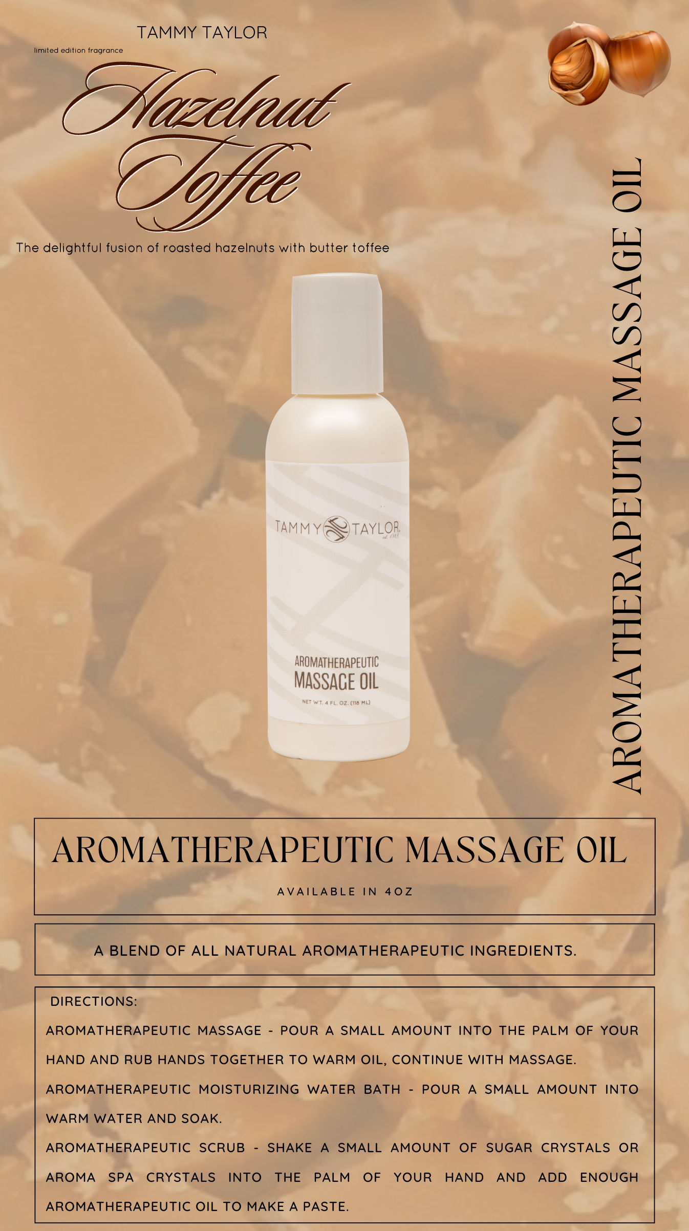 Hazelnut Toffee Aromatherapeutic Massage Oil