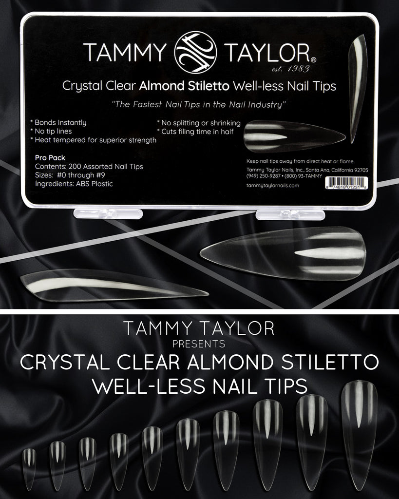Crystal Clear Almond Stiletto Well-less Nail Tips